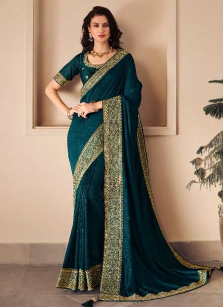 Teal Blue Colour Kavira 4 Heavy Festive Wear New Designer Saree Collection 1007
